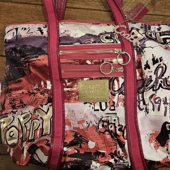 Coach Artistic Red and Pink Tote Bag - Picture 1 of 6